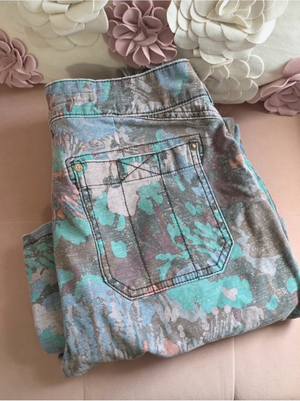 Pilcro Women's Floral Wash Boyfriend Jeans - Mint, Gray, Coral